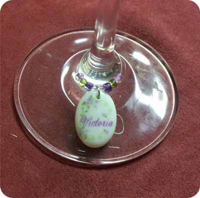 Porcelain wine charm made with sublimation printing